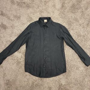 Of All Threads Textured Button Up Men’s Large Gray Long Sleeve Dress Shirt